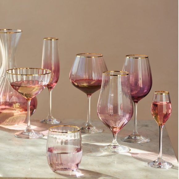 24K Gold Waterfall cordial wine glasses - Picture 5 of 15